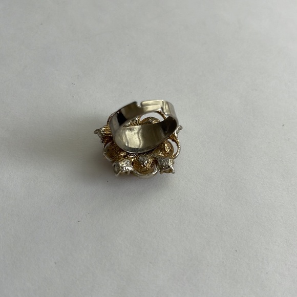 Brown & Yellow Rhinestone Adjustable Flower Ring - Picture 3 of 3